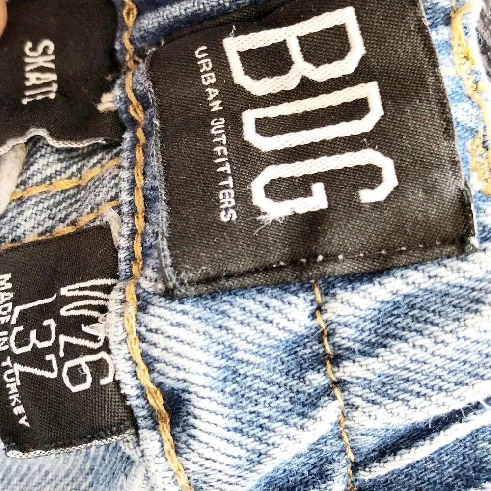 BDG Skate Jeans Mushroom Patch 26 X 37 Pull On Elastic Waist Carpenter Cargo